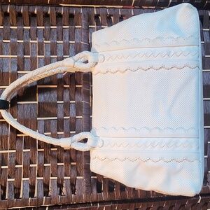 Vintage Bottega Veneta Off White Perforated Handbag